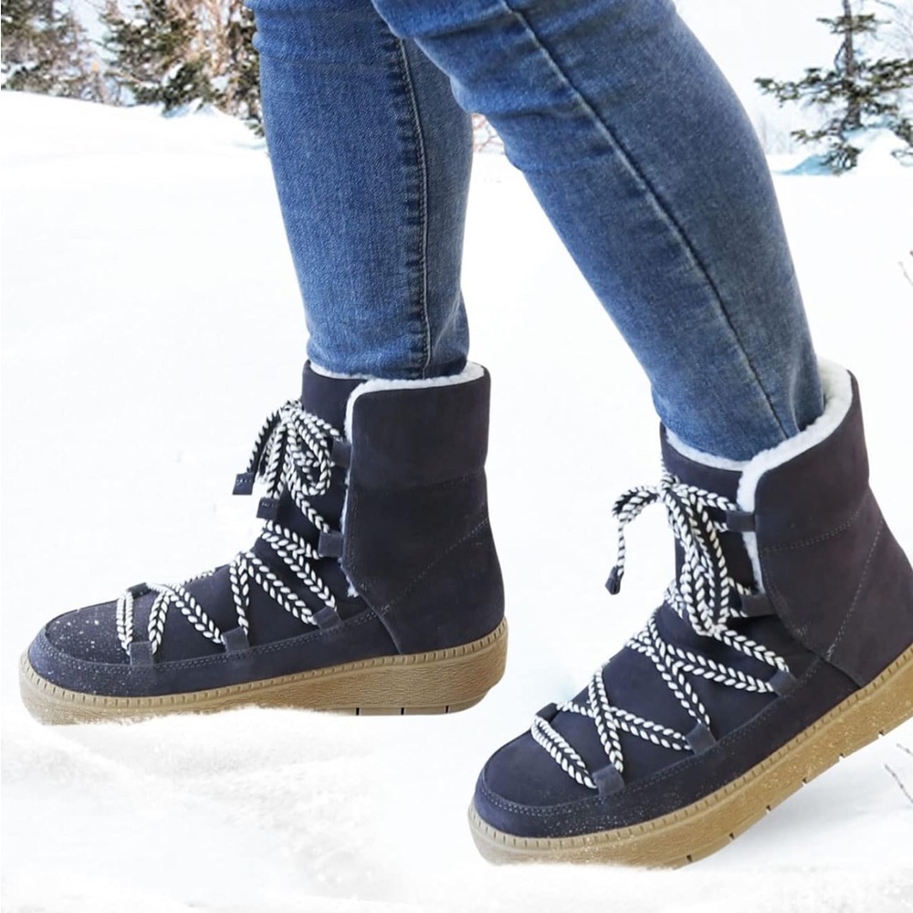 WEB&MORDEN Women's Cow Leather Waterproof Warm Winter bootss